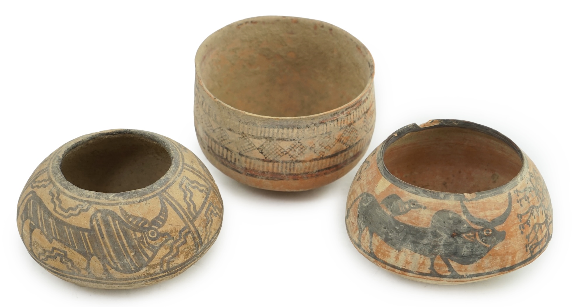 Three Indus Valley pottery bowls, 3rd-2nd millennium BC